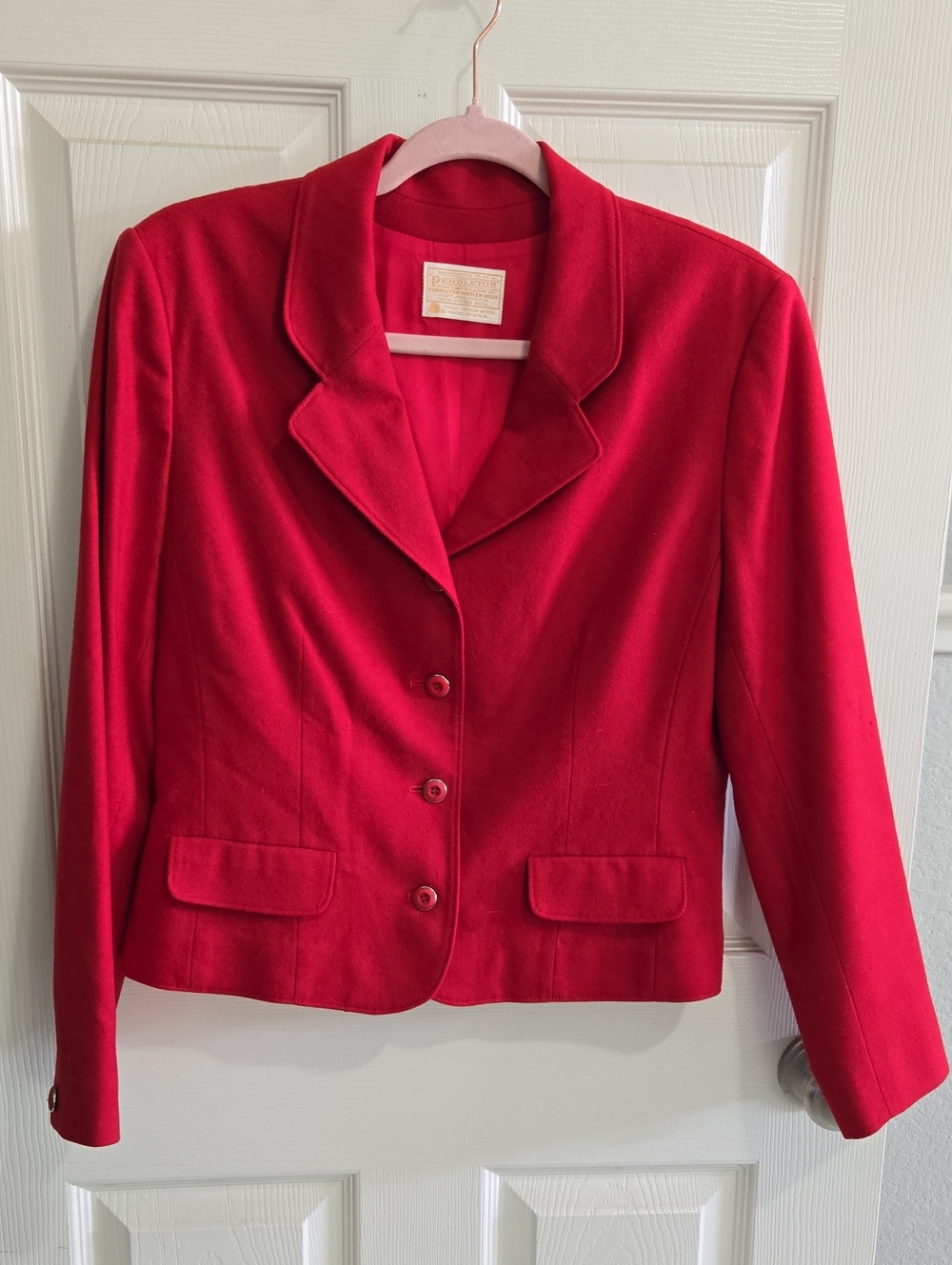 Pendleton Red Wool-Blend Blazer Jacket